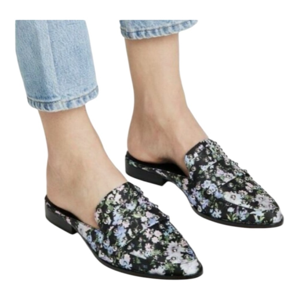 Women's Rebecca Minkoff Milena, Floral Studded Silk Slide Mules / Flats
Sz. 7 M